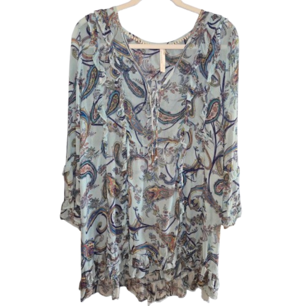 Anthropologie Ruffled Hi Lo Long Blouse